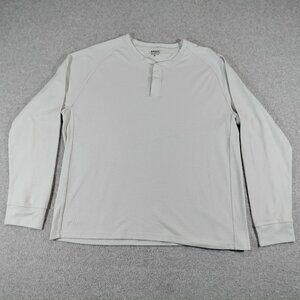 Stoic Henley Shirt Mens Medium Beige Long Sleeve Knit